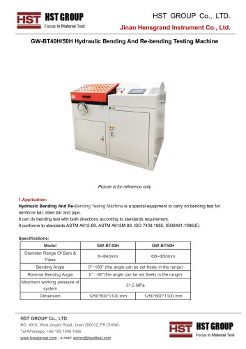 GW-BT40H/50H Hydraulic Bending And Re-bending TestingMachine