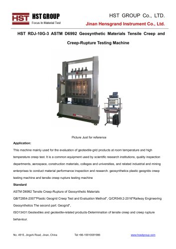 HST RDJ-10G-3 ASTM D6992 Geosynthetic Materials TensileCreepandCreep-Rupture Testing Machine