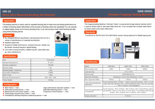 JINAN HENSGRAND Metal Wire Repeated Bending Test Machine and Erichsen Cupping Testing Machine