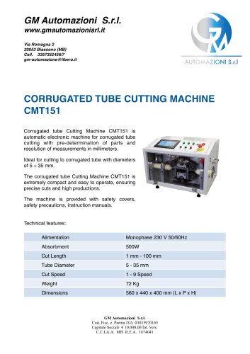 CORRUGATED TUBE CUTTING MACHINE CMT151