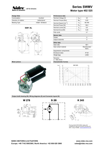 Worm gear Motor type 402 525 (SWMV)