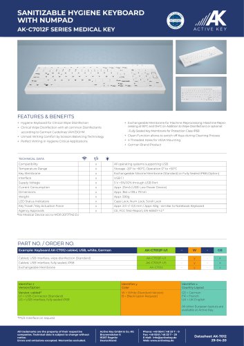 AK-C7012F SERIES MEDICAL KEY