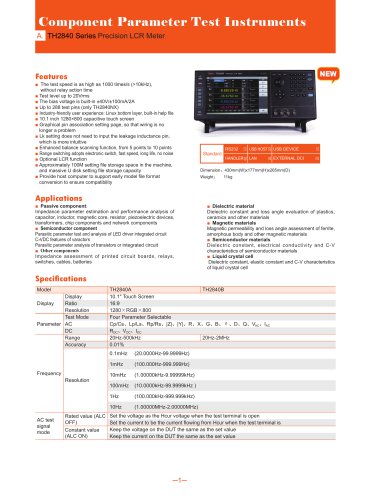 High Speed LCR Meter TH2840 Series