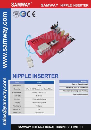 SAMWAY Nipple Inserter  Hydraulic & Industrial Hose Assembly Accessories Machine