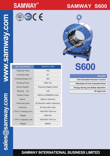 SAMWAY S600 24" Industrial Hose Crimping Machine