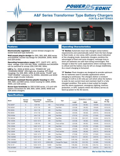 Sealed Lead Acid Battery Chargers Transformer Type