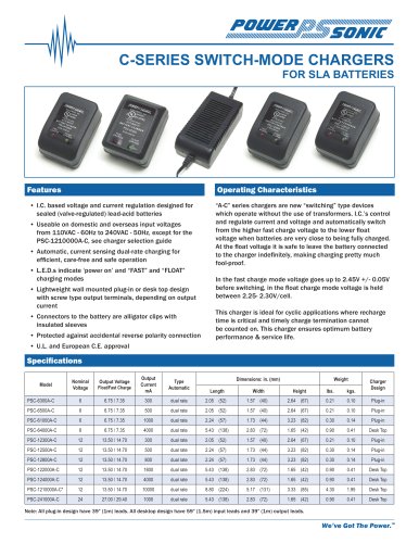 Switch Mode Sealed Lead Acid Battery Chargers