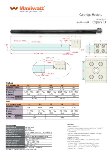 T3 - Cartridge Heater Circular Flange Expan T3