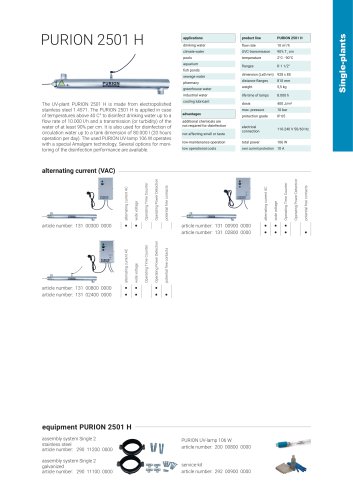 configuration options UV plant PURION 2501 H