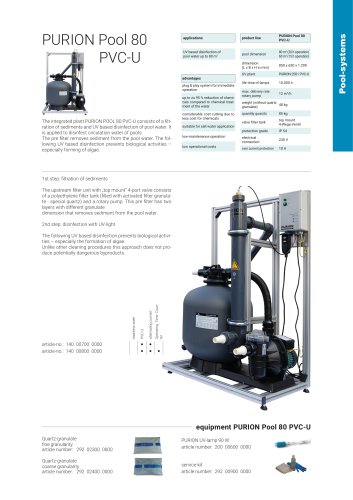 configuration options UV plant PURION Pool 80 PVC-U