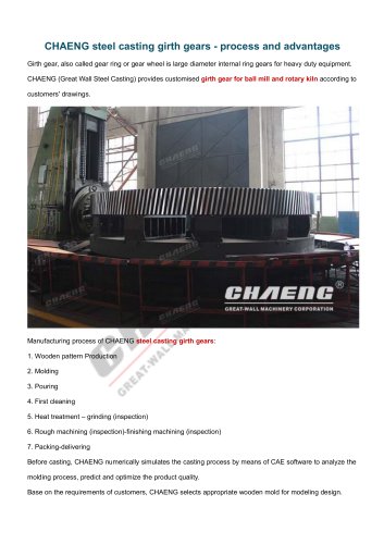 CHAENG steel casting girth gears - process and advantages