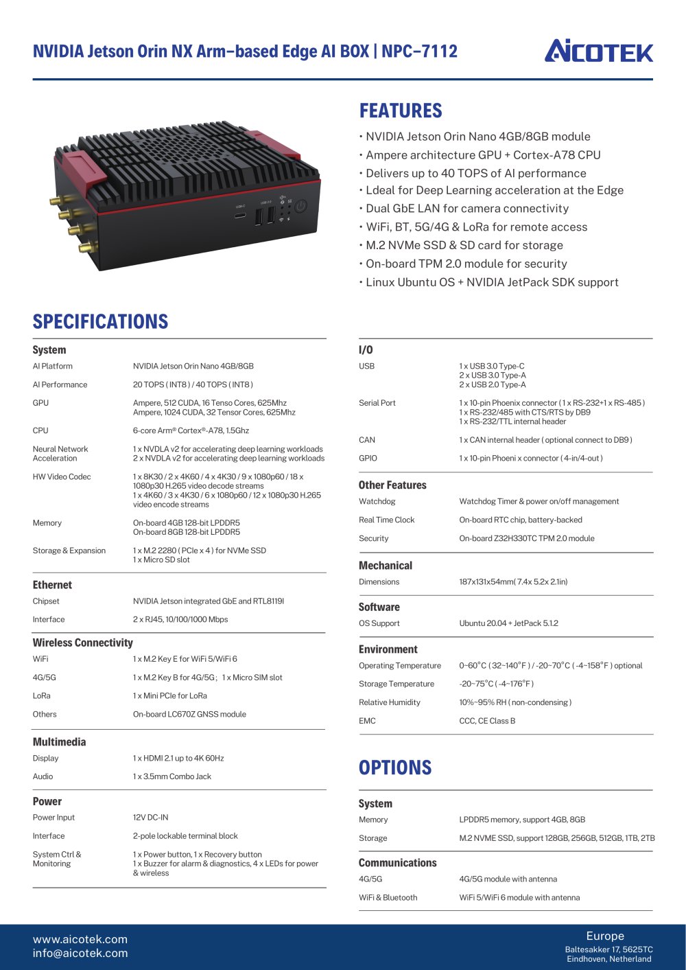 NPC-7112 Datasheet - Estone Technology