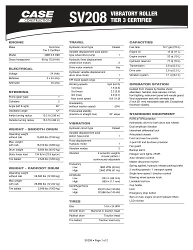 SV208 VIBRATORY ROLLER TIER 3 CERTIFIED