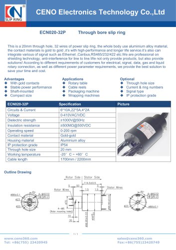 CENO 20mm through bore slip ring ECN020-32P