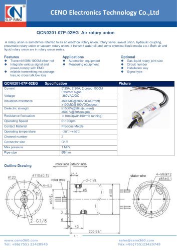 CENO Air rotary union integrated electrical slip ring QCN0201-07P-02EG 