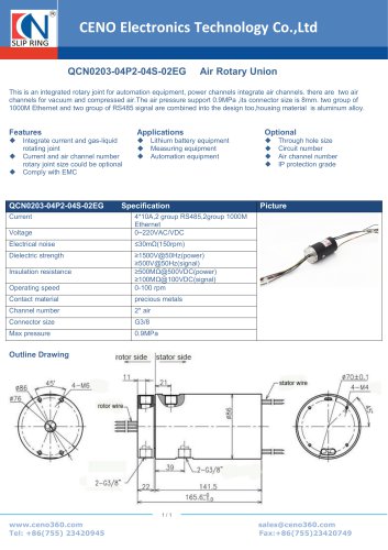 CENO Air Rotary Union QCN0203-04P2-04S-02EG