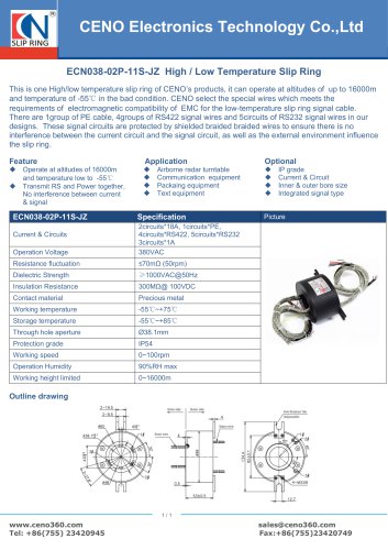 CENO Airborne slip ring at 16000m altitude ECN038-02P-11S-JZ