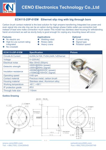 CENO Big through hole Ethernet swivel ECN115-25P-01EM