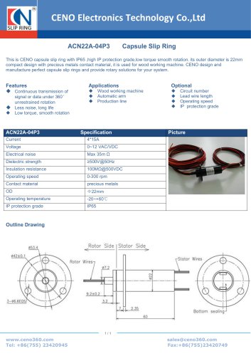 CENO Capsule Slip Ring ACN22A-04P3 IP65