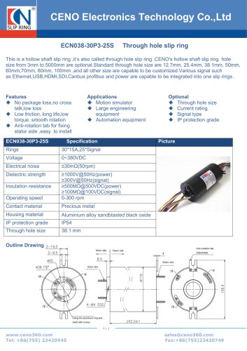 CENO channel through hole slip ring ECN038-30P3-25S 55