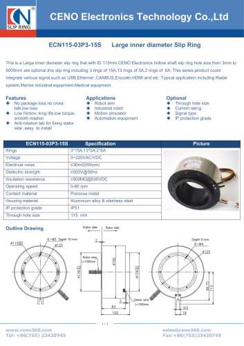 CENO ECN115-03P3-15S Big size through bore slip ring