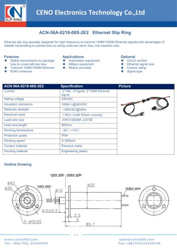 CENO Ethernet slip ring ACN-56A-0218-08S-2E2