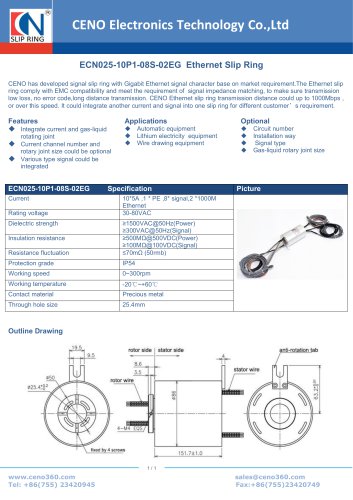 CENO Ethernet Slip Ring ECN025-10P1-08S-02EG