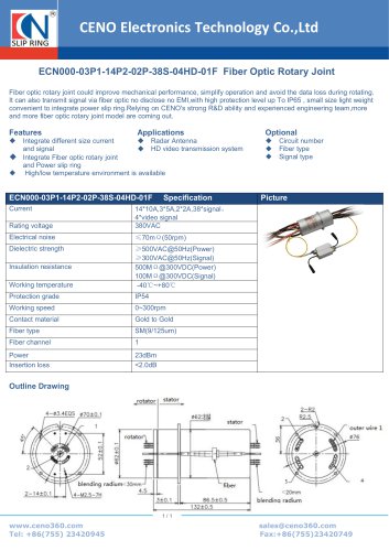 CENO Fiber Optic Rotary Joint ECN000-03P1-14P2-02P-38S-04HD-01F