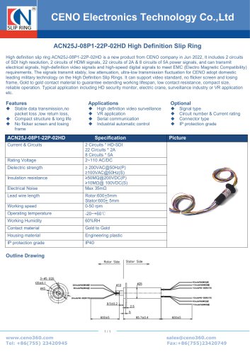 CENO HD-SDI sliprings ACN25J-08P1-22P-02HD