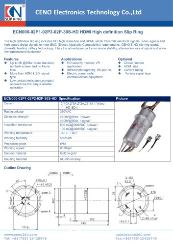 CENO High definition Slip Ring ECN000-02P1-02P2-02P-30S-HD