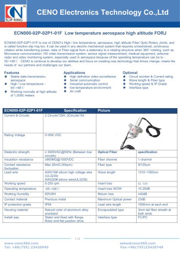 CENO High temperature slip ring with FORJ ECN000-02P-02P1-01F