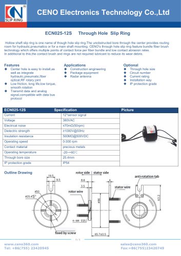 CENO Hollow shaft slip ring ECN025-12S