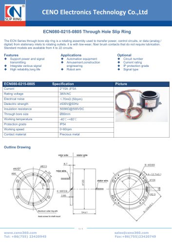 CENO Hollow shaft slip ring ECN080-0215-0805