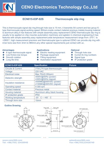 CENO K-type Thermocouple swivel ECN015-03P-02S