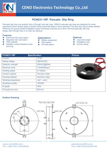 CENO Pancake slip ring PCN031-10P