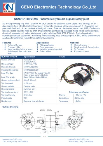 CENO Pneumatic Hydraulic Signal Rotary joint QCN0101-08P2-24S