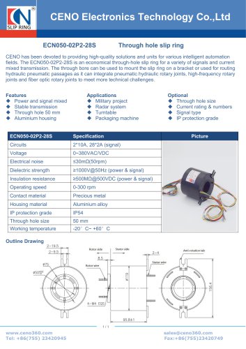 CENO Power slip ring integrate singal channel ECN050-02P2-28S