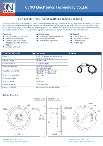 CENO Servo Motor Encoding Slip Ring ECN000-08P1-24S