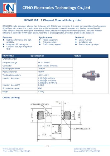 CENO Single Channel Coaxial Rotary Joint RCN0118A