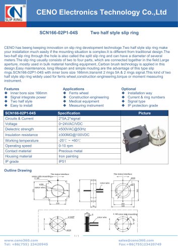 CENO Split slip ring with 166mm through hole SCN166-02P1-04S