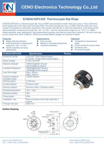 CENO Thermocouple Slip Rings ECN038-02P5-02S