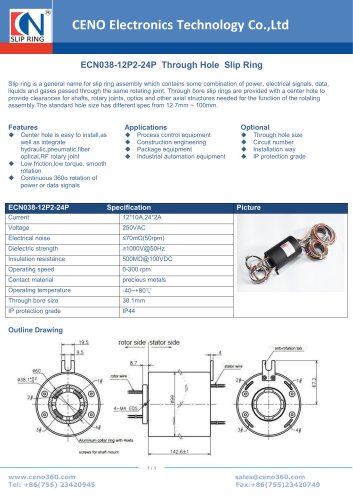 CENO Through bore slip ring ECN038-12P2-24P