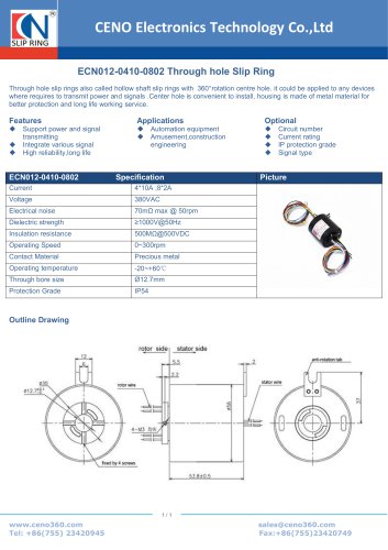 CENO Through hole slip ring ECN012-0410-0802