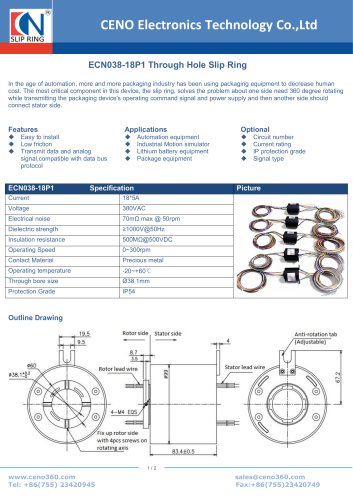 CENO Through hole slip ring ECN038-18P1