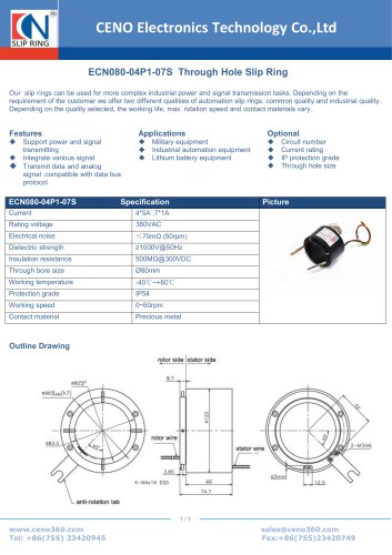 CENO Through Hole Slip Ring ECN080-04P1-07S