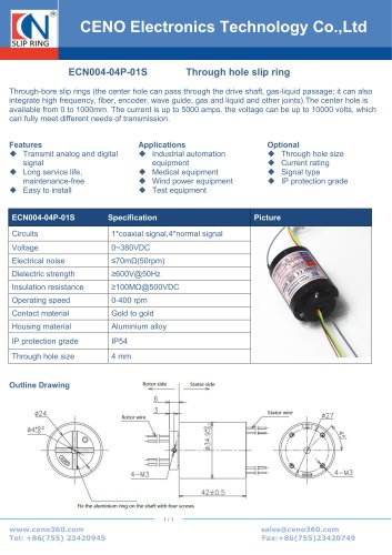 CENO Through hole slip ring with 4mm hole ECN004-04P-01S