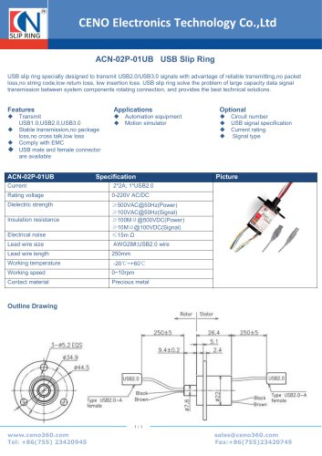 CENO USB Slip Ring ACN-02P-01UB