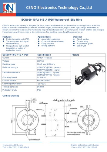 CENO water proof swivel ECN050-10P2-14S-A-IP65