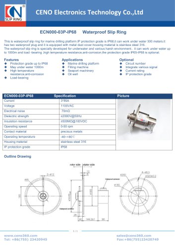 CENO Waterproof Slip Ring ECN000-03P-IP68