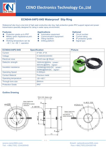 CENO waterproof slip ring ECN044-04P2-04S IP67